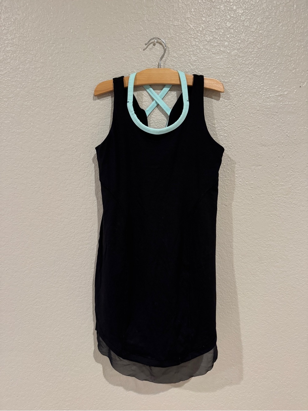 Ivivva Black Tank Dress with Mint Cross-Back Trim